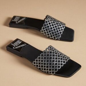 NEW Jeffrey Campbell Black Rhinestone Slide Sandals Sz 8